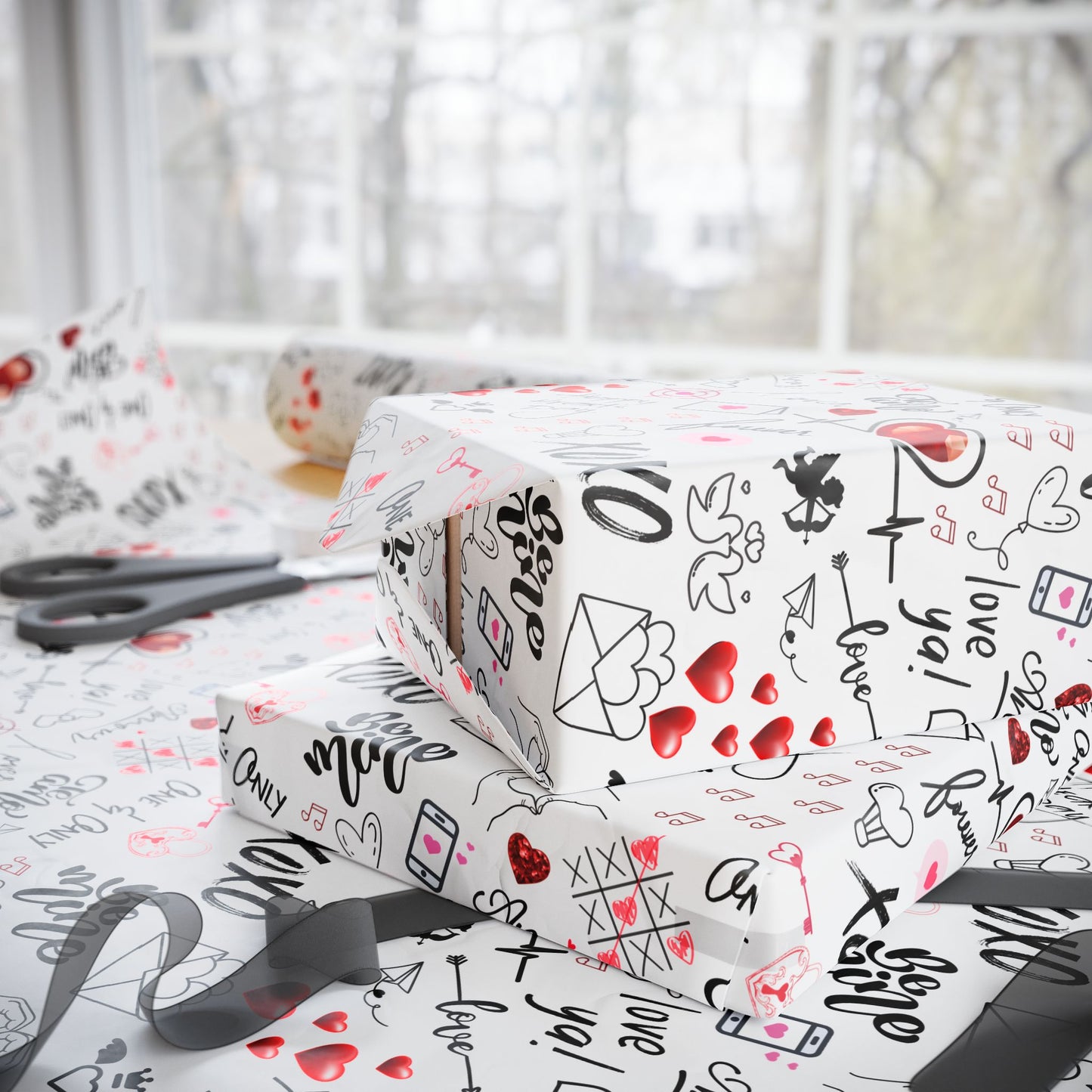 Love Language Wrapping Paper | Love Is In The Air Hearts Gift Wrap