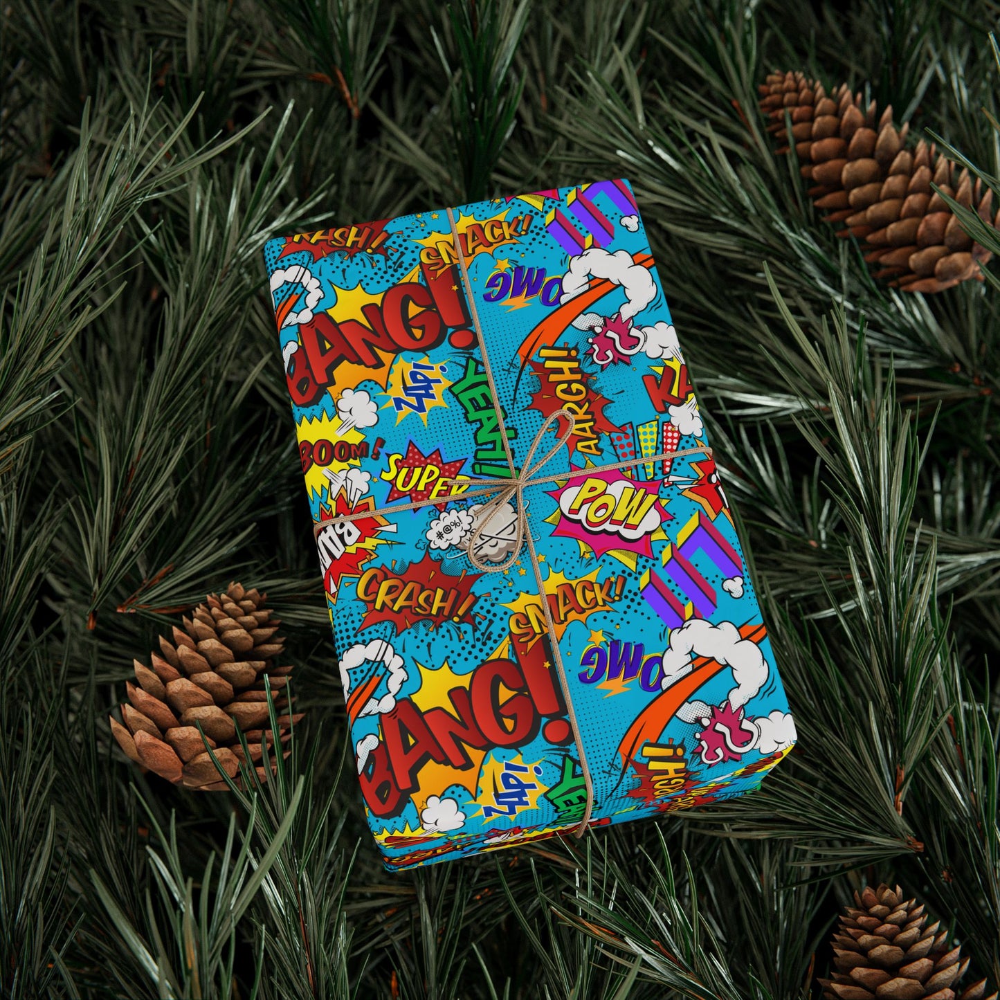 Crash Bang Comics Gift Wrap | Comic Zoom Wrapping Paper Roll | Colorful Pop Art Graphic Exploration