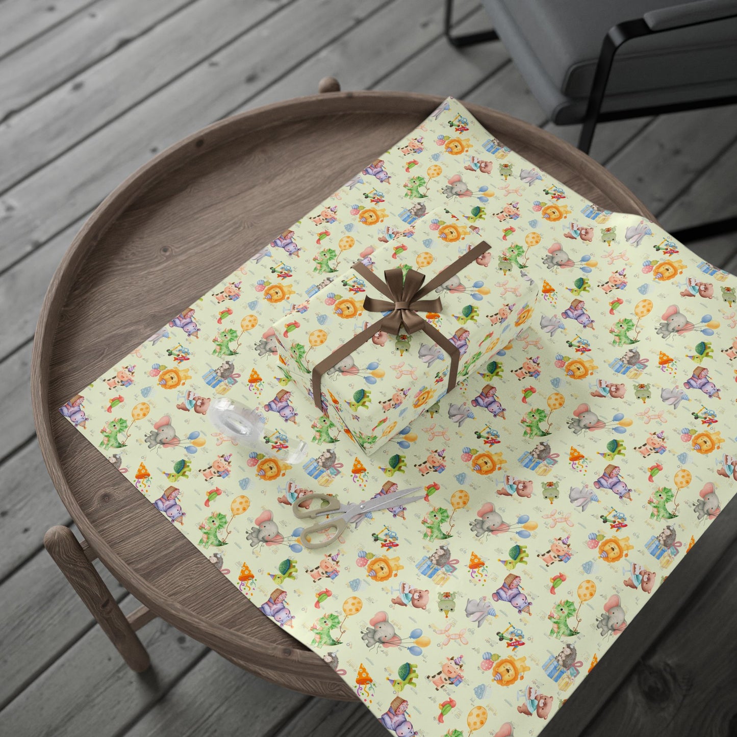 Cutie Critters Custard Party | Birthday Kids Gift Wrap Roll | Animal Party Wrapping Paper