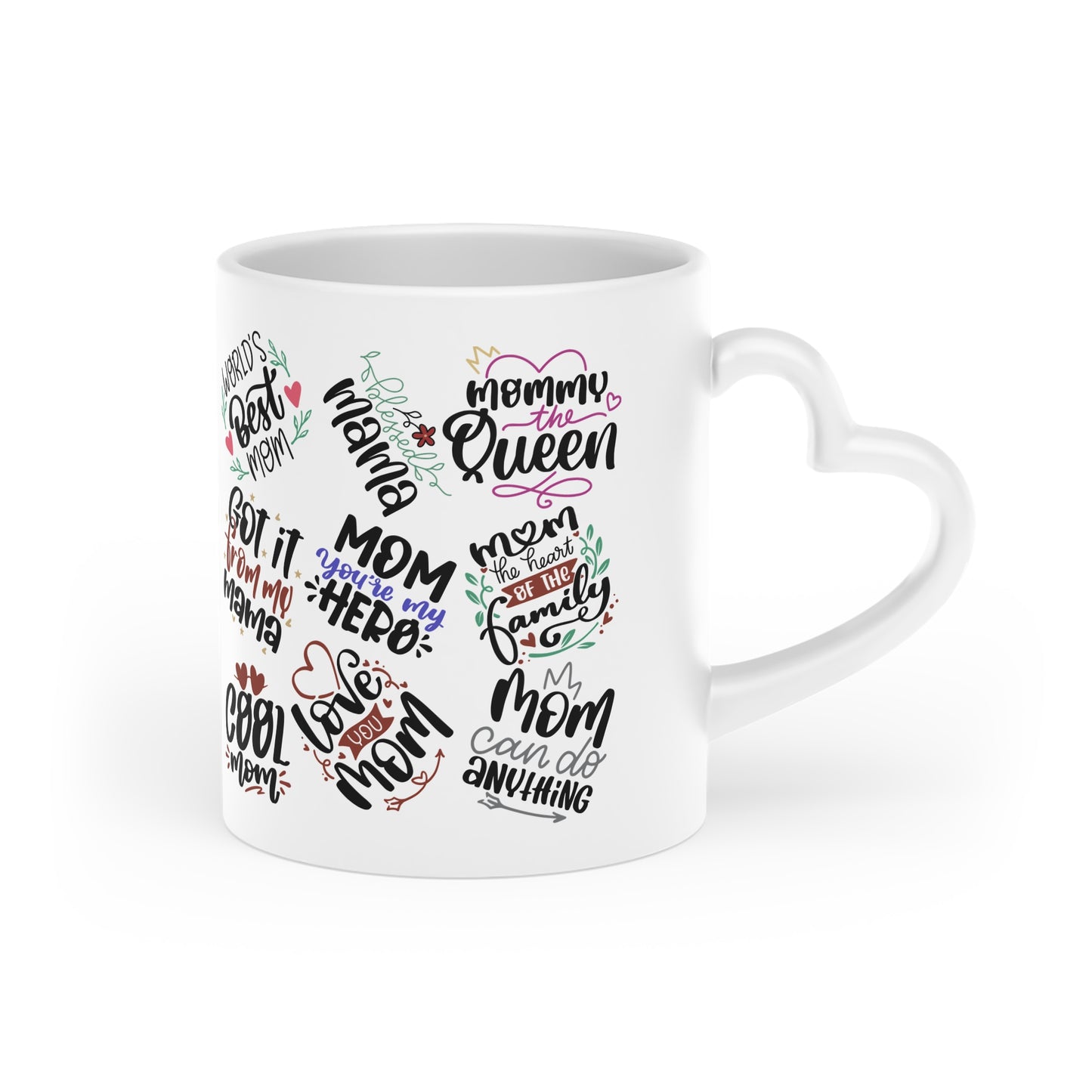 Mom Life Heart Mug — "World's Best Mom / Cool Mom" Gift