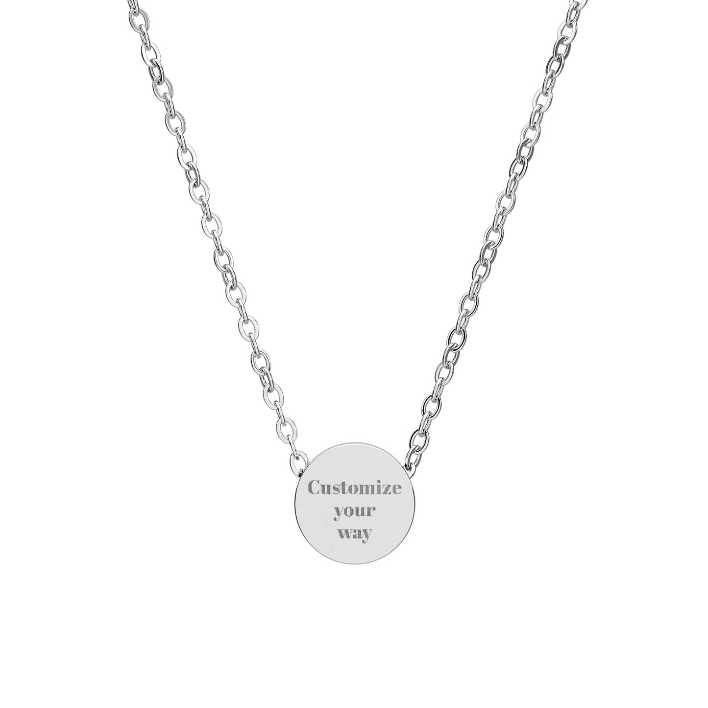 Customize Mini Engraved Circle Necklace — Personalized Disc Pendant Jewelry