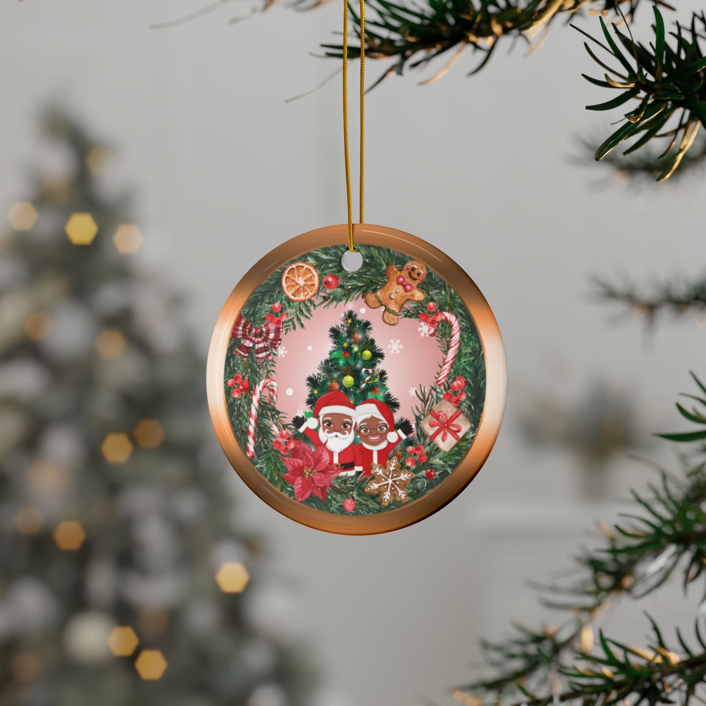 Happy Holiday | Santa Family | Heirloom Ceramic Ornaments (1pc, 3pcs, 5pcs, 10pcs)