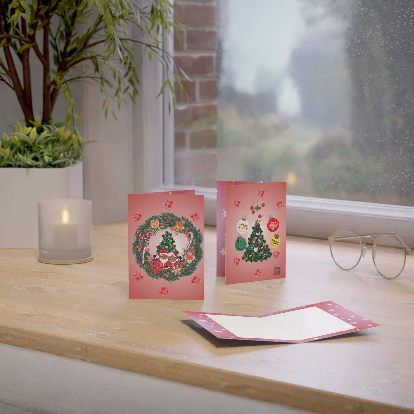Santa & Family Holiday Cheer | Better Together | Blank Holiday Cards (1, 10 pcs)