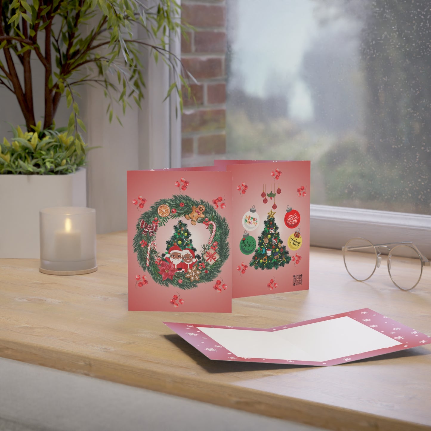Santa & Family Holiday Cheer | Better Together | Blank Holiday Cards (1, 10 pcs)
