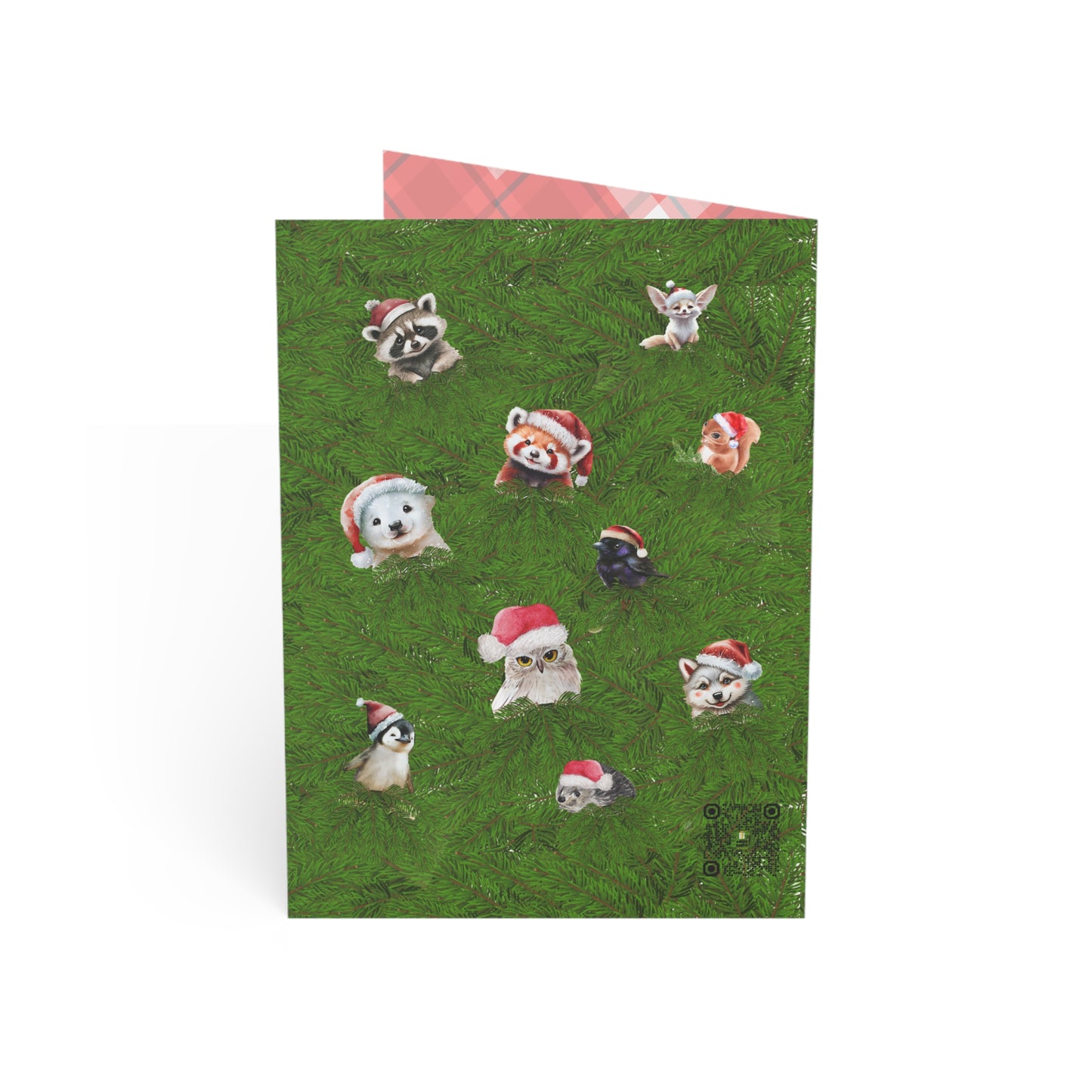 Merry Christmas | Santa and Critters | Santa Loves Animals - Blank Holiday Cards (1, 10 pcs)