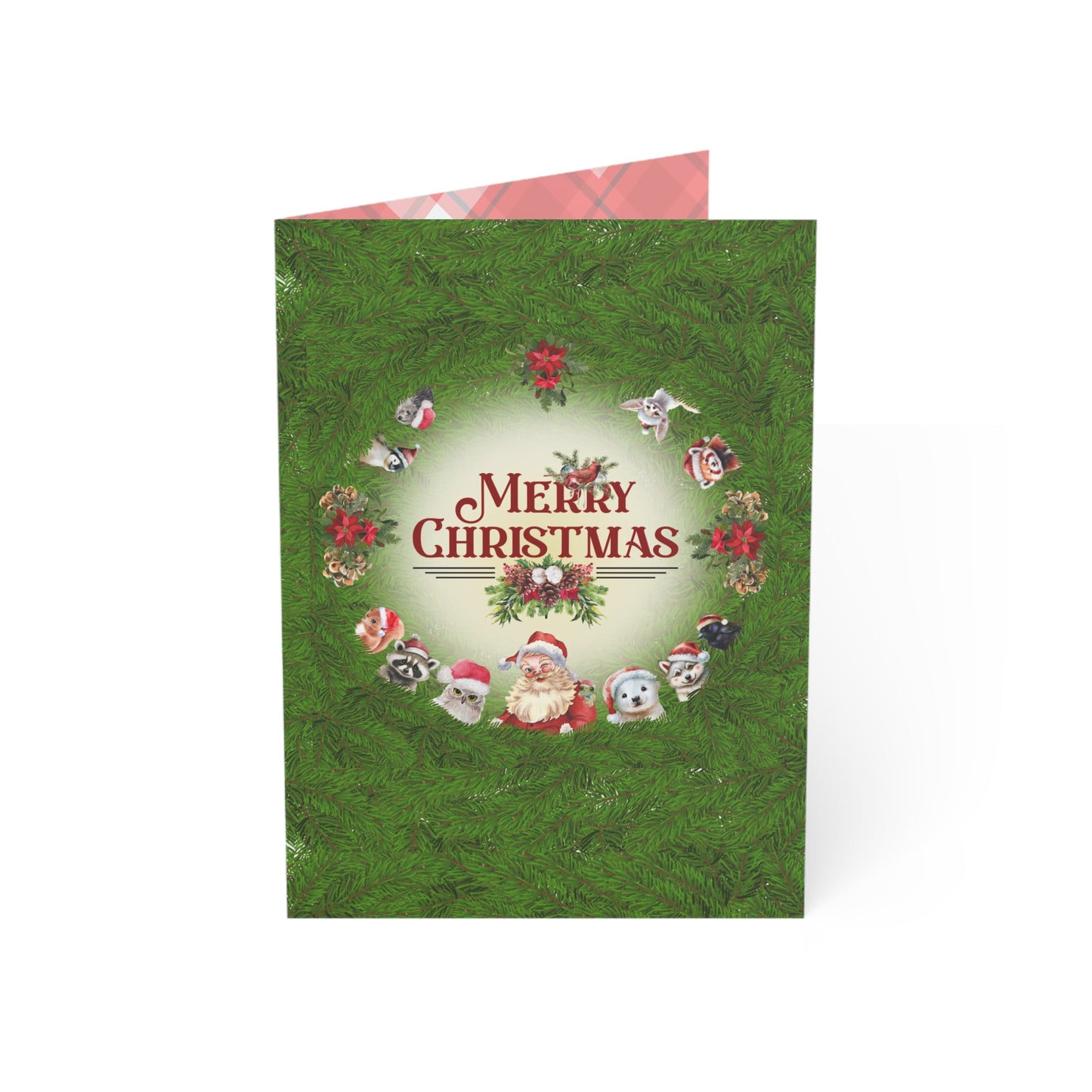 Merry Christmas | Santa and Critters | Santa Loves Animals - Blank Holiday Cards (1, 10 pcs)