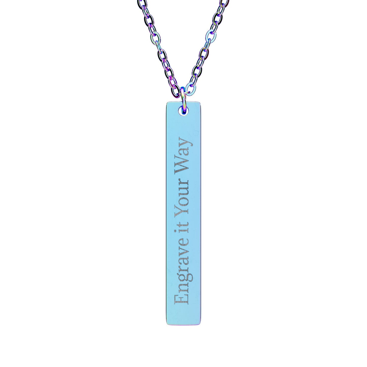 Engraved Vertical Bar Necklace — Personalized Initials or Message, Sterling Pendant Gift