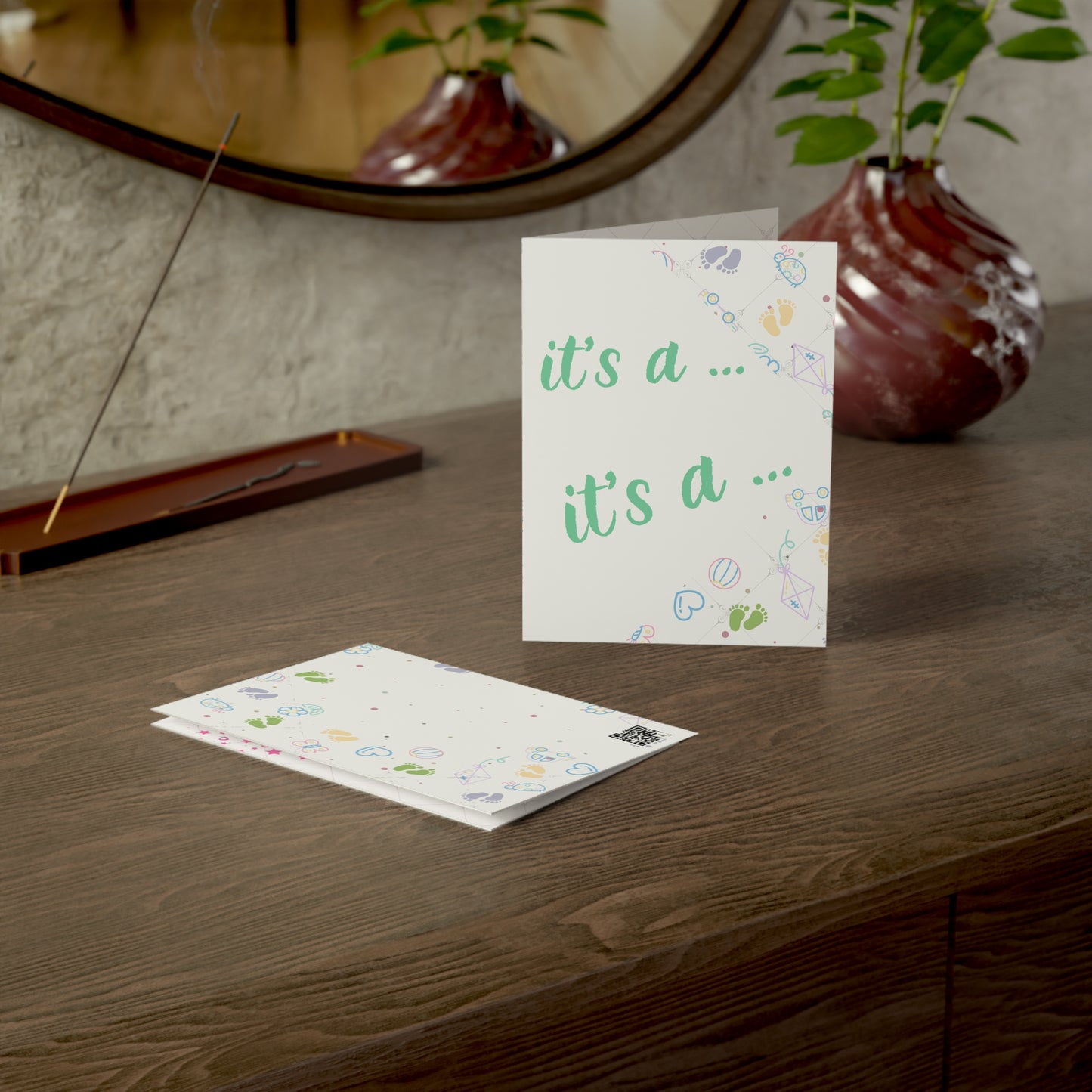 Surprise, It’s a Girl | Reveal Gender Cards | Greeting Cards (1, 10 pcs)