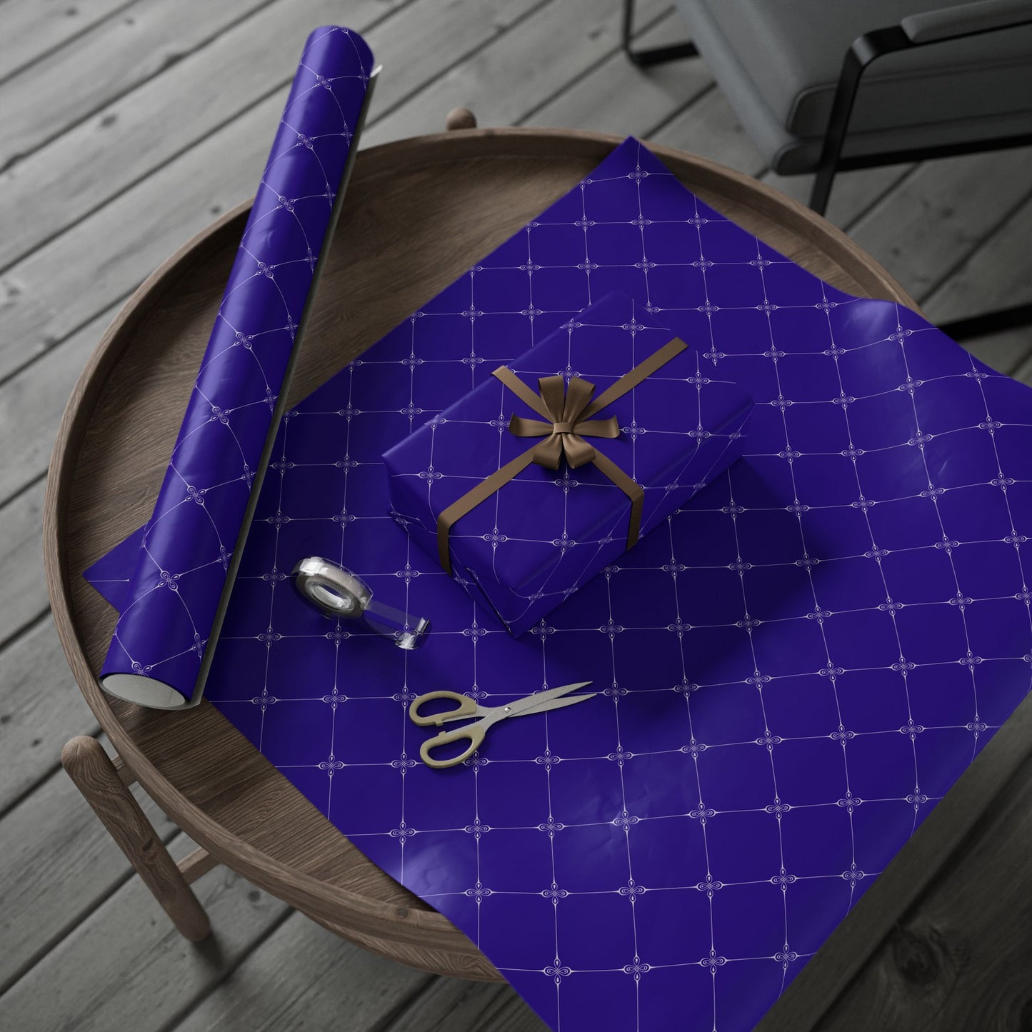 Lattice Navy Wrapping Paper | Simply Elegance Gift Wrap