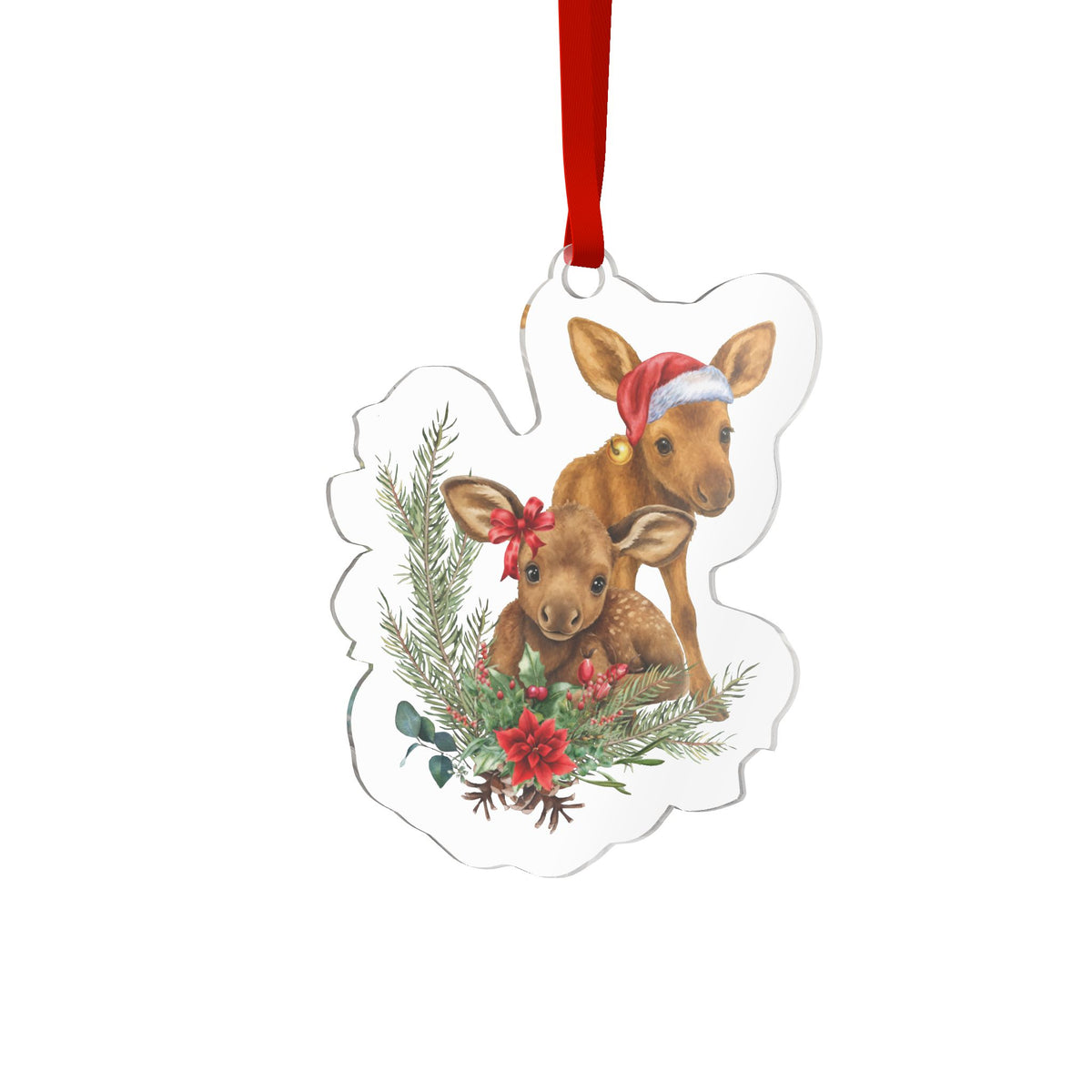Christmas Moose Babies Acrylic Ornament