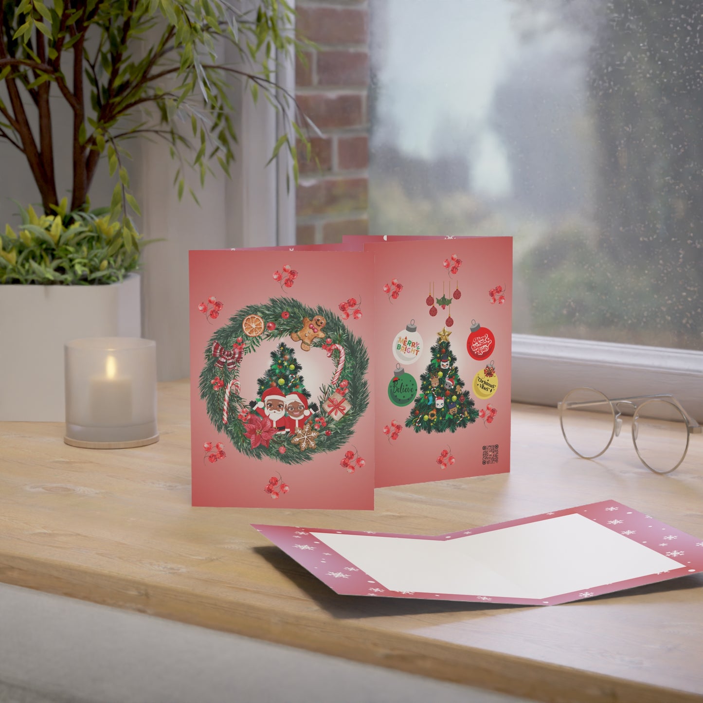 Santa & Family Holiday Cheer | Better Together | Blank Holiday Cards (1, 10 pcs)