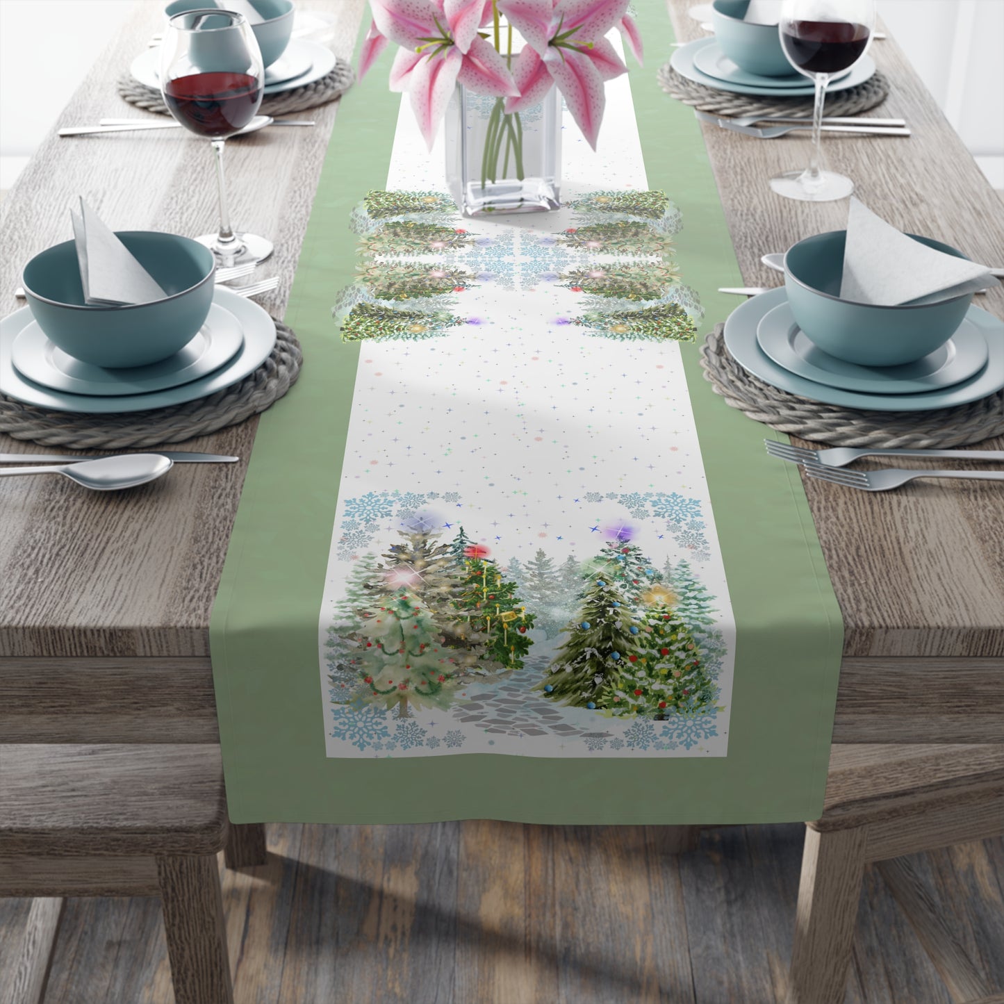Table Runner | Christmas Tree Forest | Winter Solstice Enchanting Beauty (Poly)