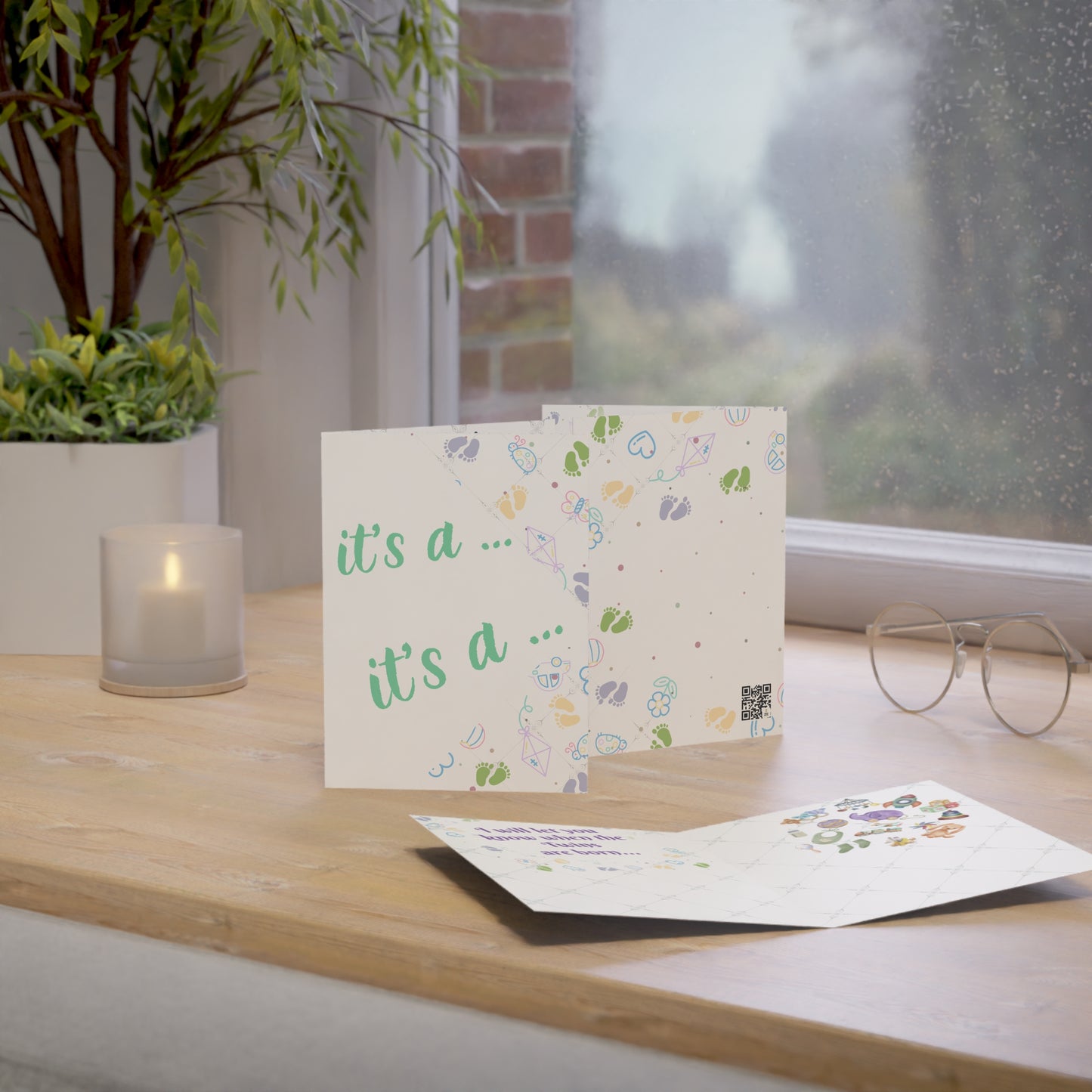 Surprise, It’s Twins + | Gender Reveal Cards | Greeting Cards (1, 10 pcs)