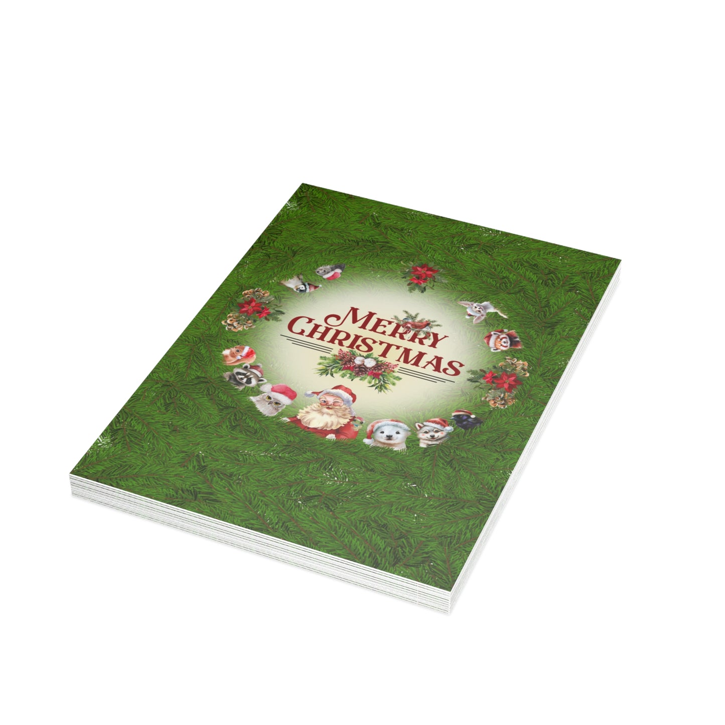 Merry Christmas | Santa and Critters | Greeting Cards