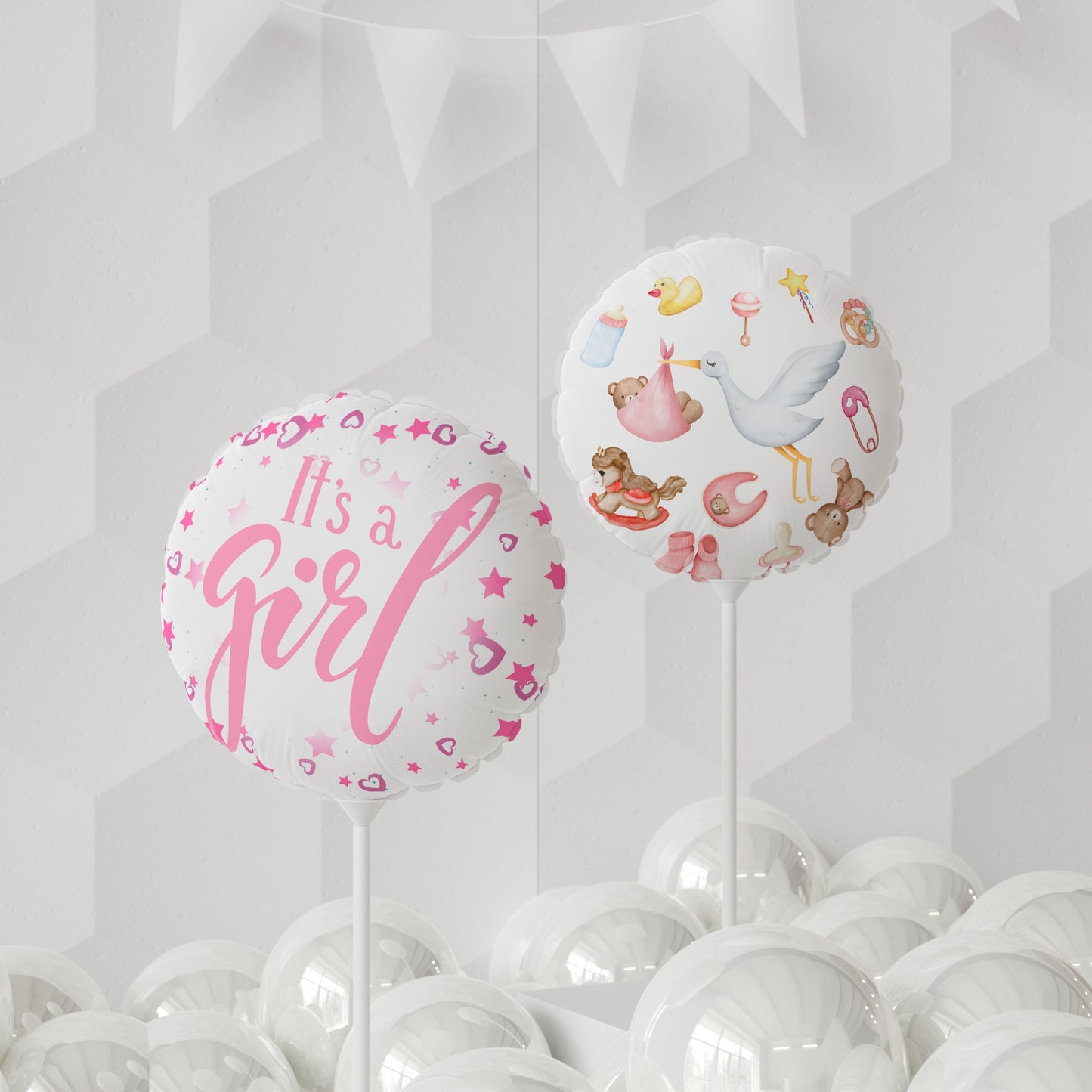 It’s a Girl | New Arrival Balloon (Round and Heart-shaped), Air Only 11"