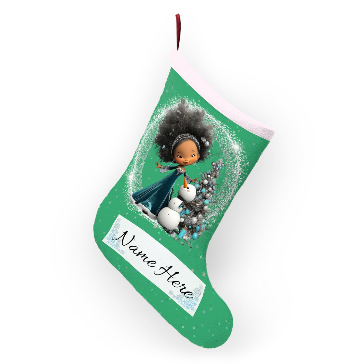Christmas Stocking | Winter Princess and Snowman – Cute Holiday Stocking