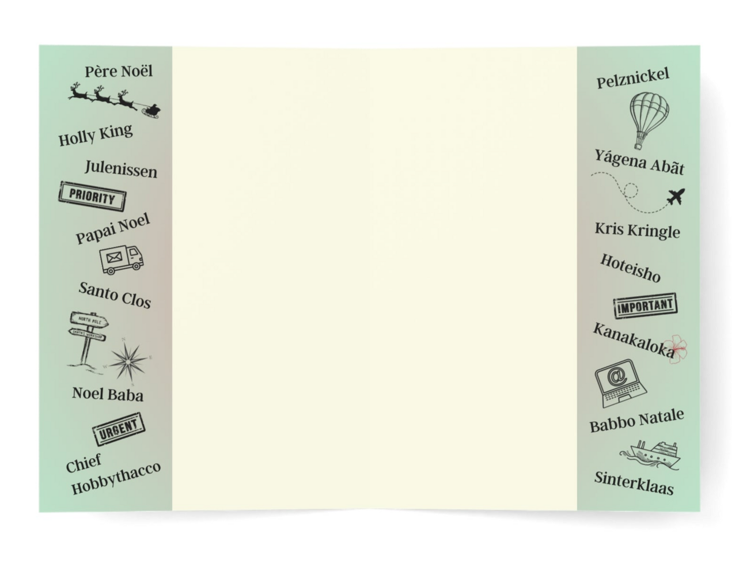 Letters to Santa | Santas of the World | Blank Cards (1, 10 pcs)