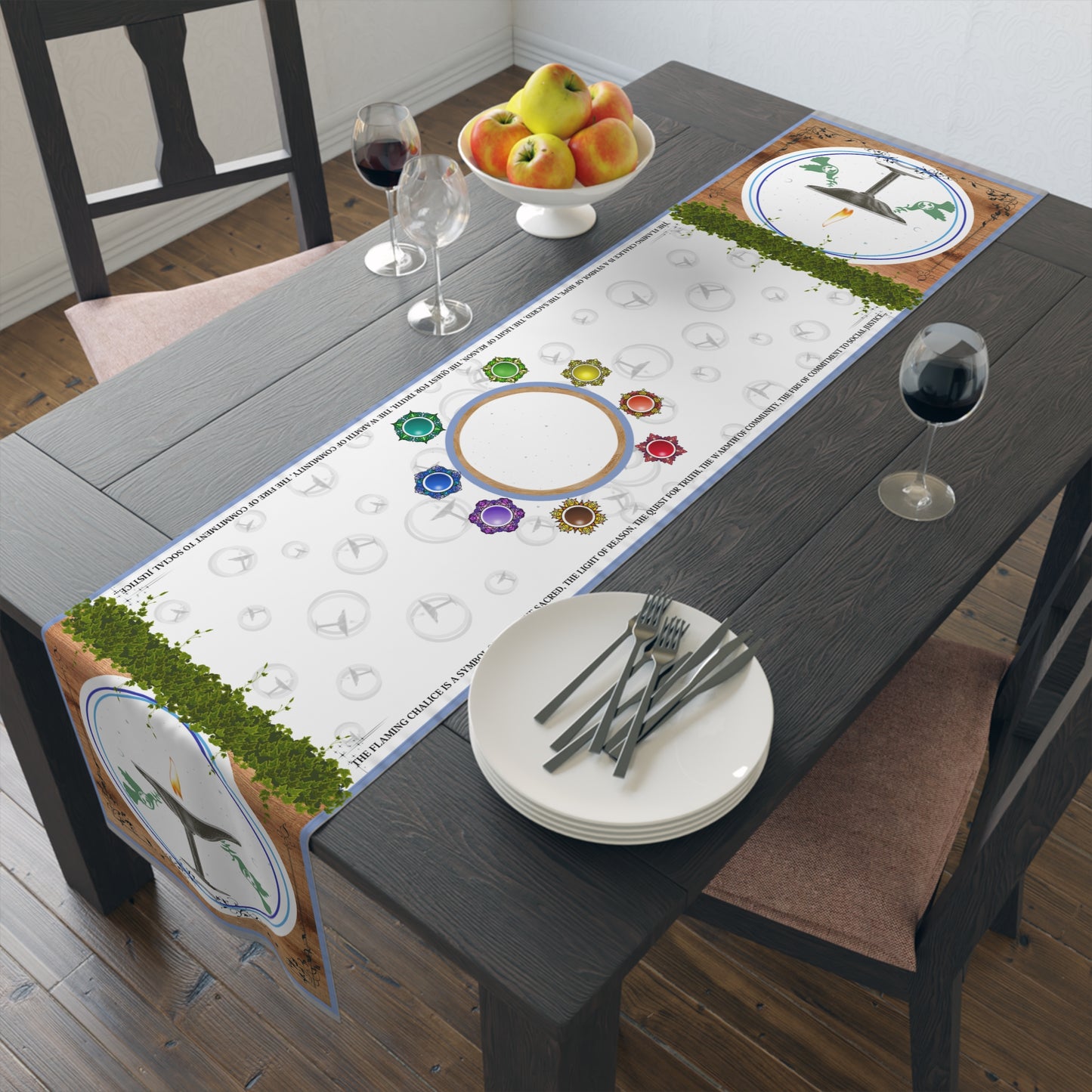 The Flaming Chalice | UUs / CUUPs Feast | Table Runner (Cotton, Poly)