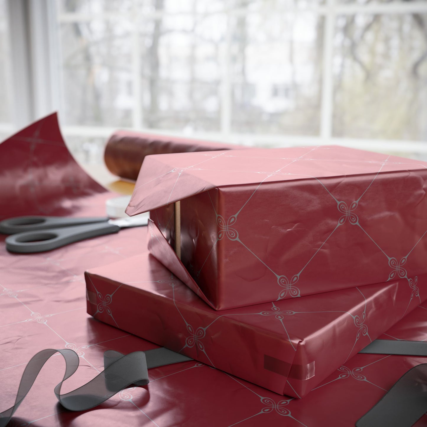 Lattice Red Wrapping Paper |  Simply Elegance Gift Wrap