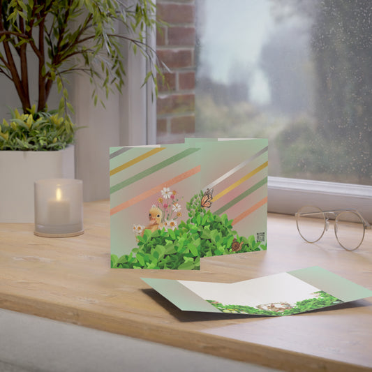 Springtime Duckling Greeting Cards | Cute Easter Customized Note Cards (1/10 pcs)