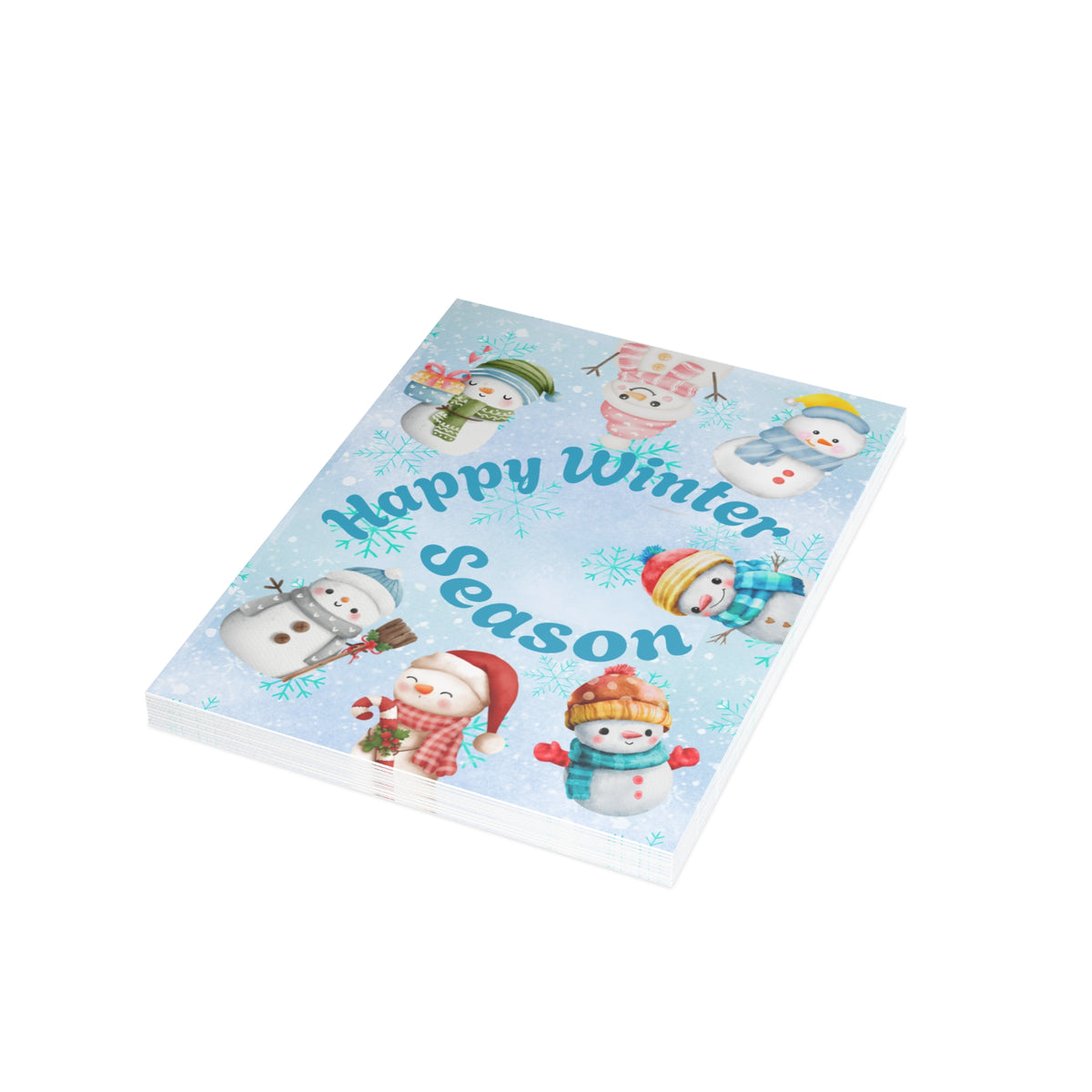 Snowmen at Play | Delightful & Personalized Winter Season Greeting Cards (1, 10 pcs)