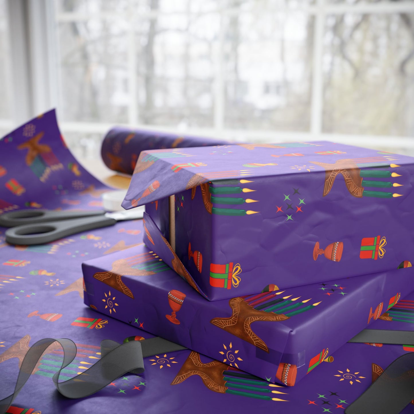 Kinara | Kwanzaa Lights | Zawadi (Royal) Wrapping Paper