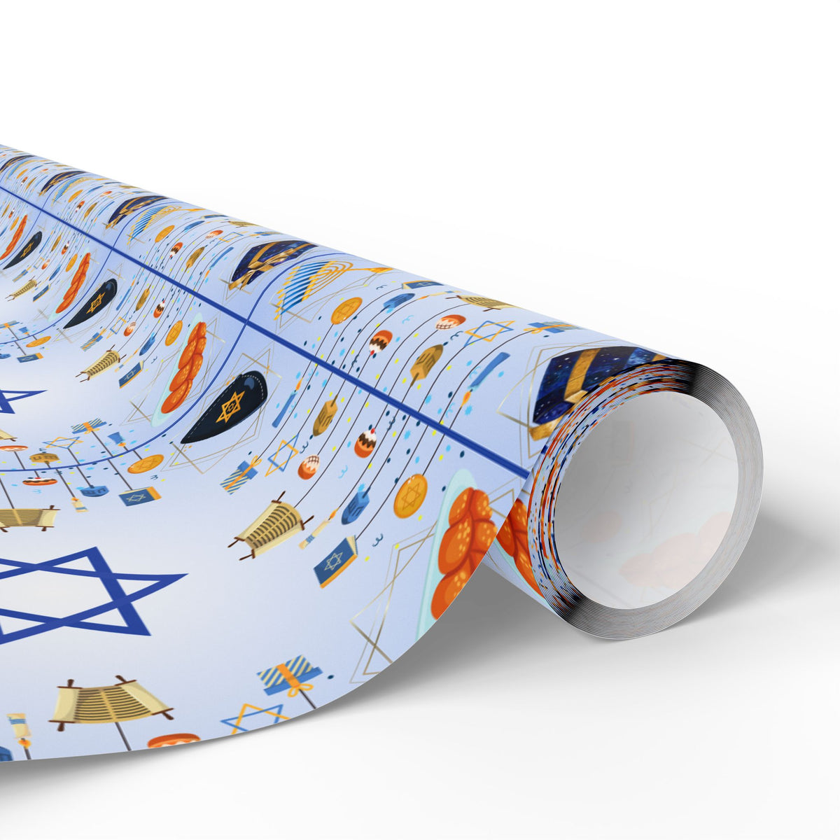 Hanukkah Wrapping Paper Roll – Menorah, Dreidel & Star of David Holiday Gift Wrap