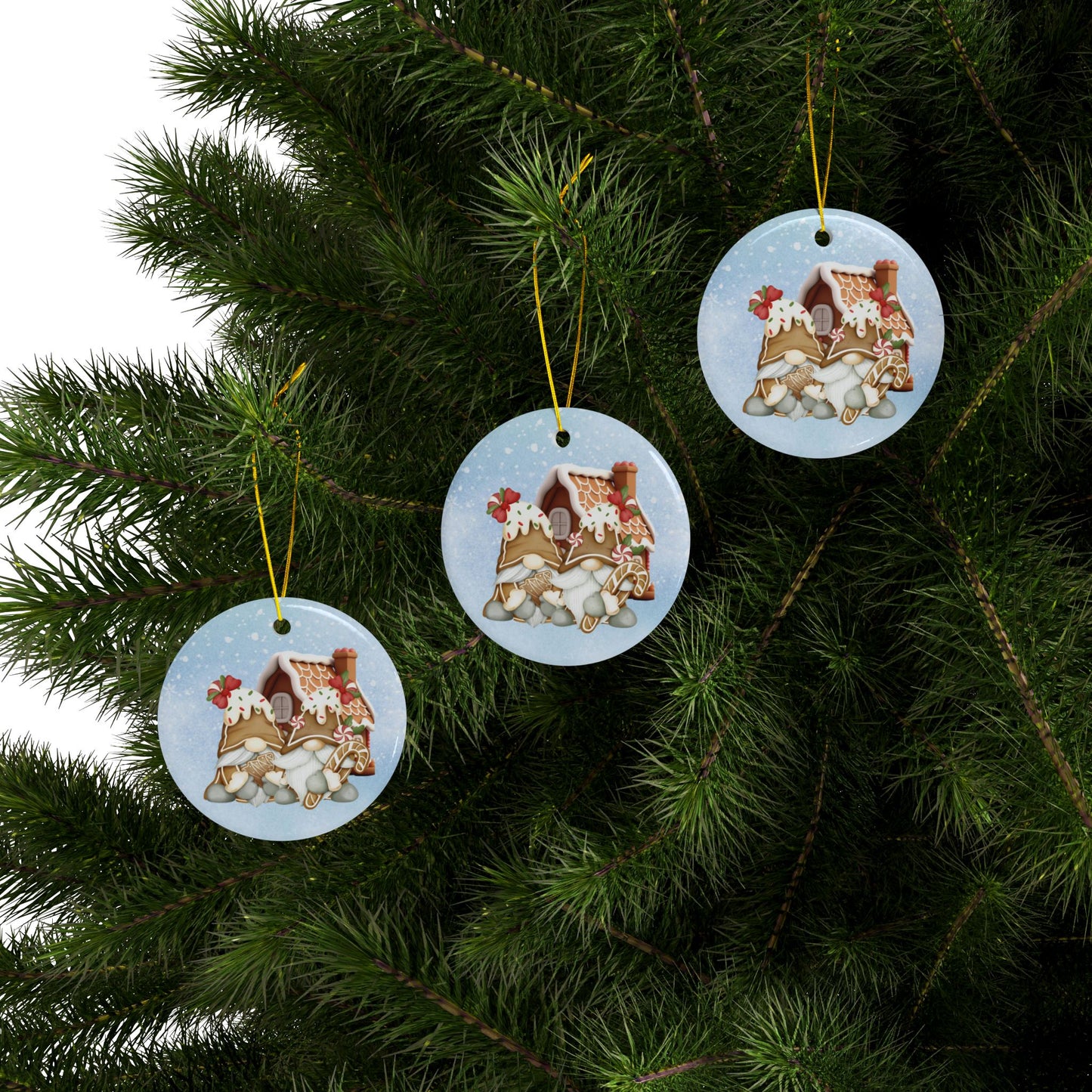 Gingerbread Gnomes | Heirloom Ceramic Ornaments (1pc, 3pcs, 5pcs, 10pcs)