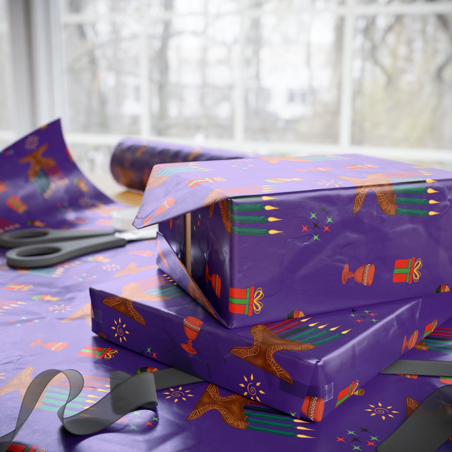 Kinara | Kwanzaa Lights | Zawadi (Royal) Wrapping Paper