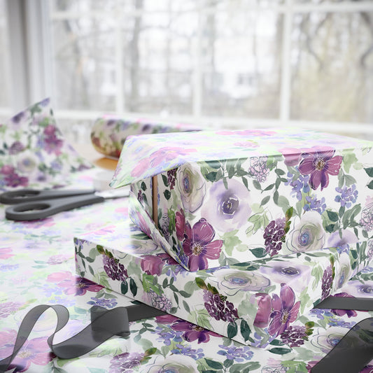 Lilac Lavender Floral Paper Gift Wrap | Decor Paper for All Use | Floral Vintage Collage Wrapping Paper & Flowers Gift Wrap