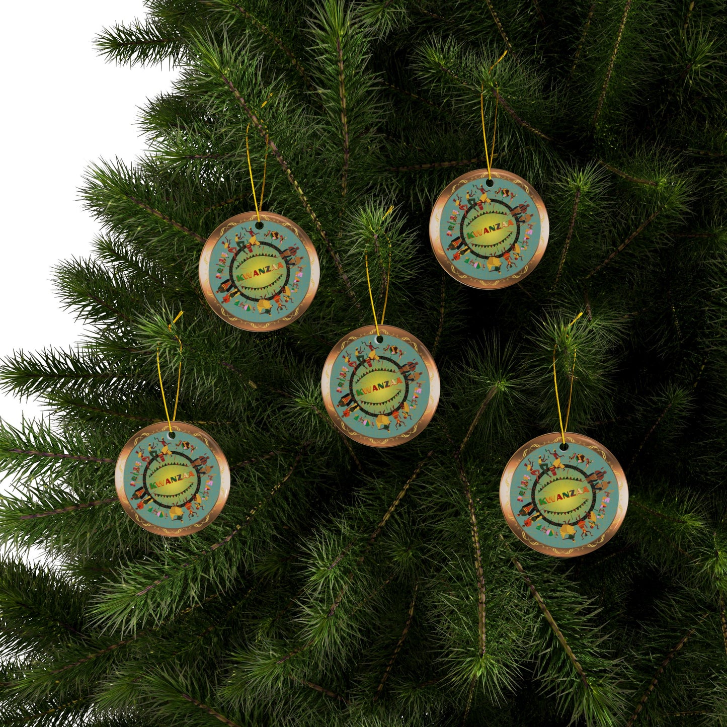 Kwanza Dance | Gifts of Kwanzaa | Heirloom Ceramic Ornaments (1pc, 3pcs, 5pcs, 10pcs)