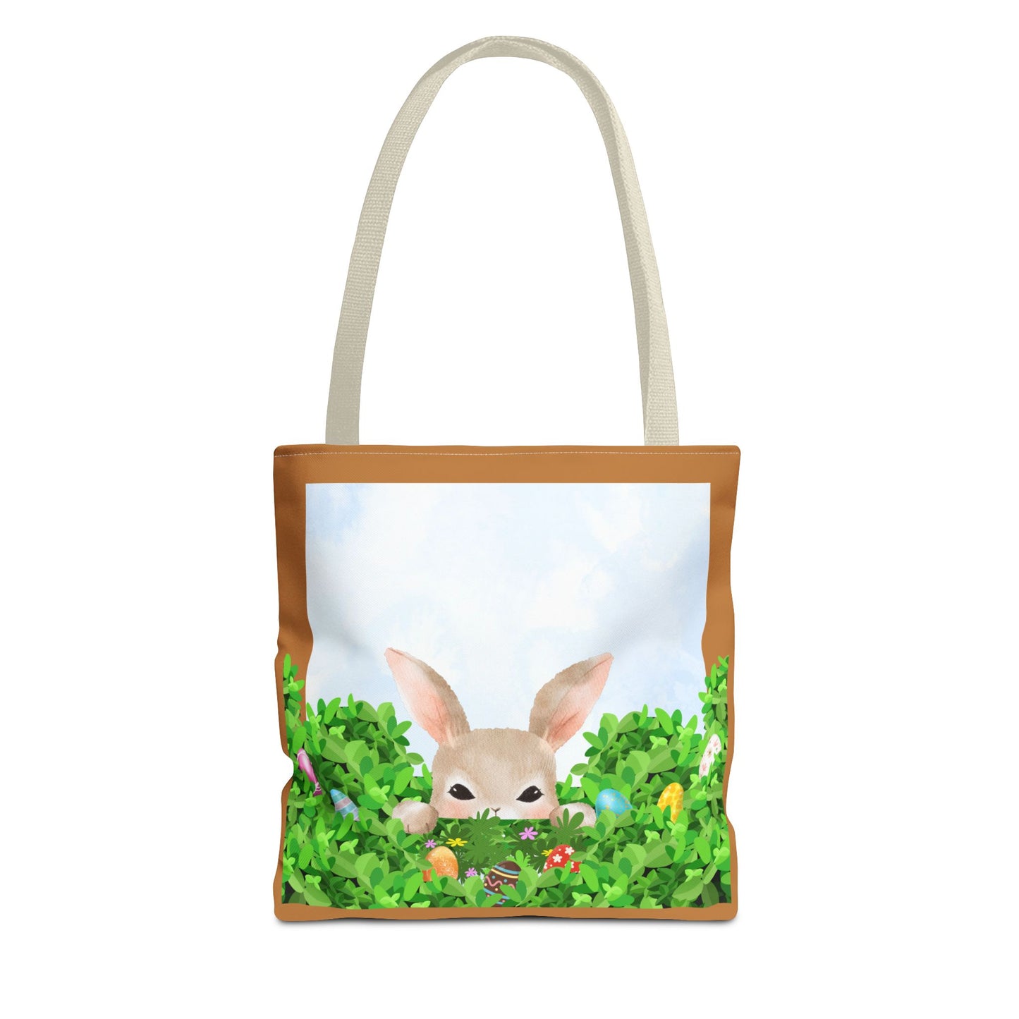 Easter Bunny Tote Bag – Cute Bunny in Garden Egg Hunt | AOP Tote 13” x 13”