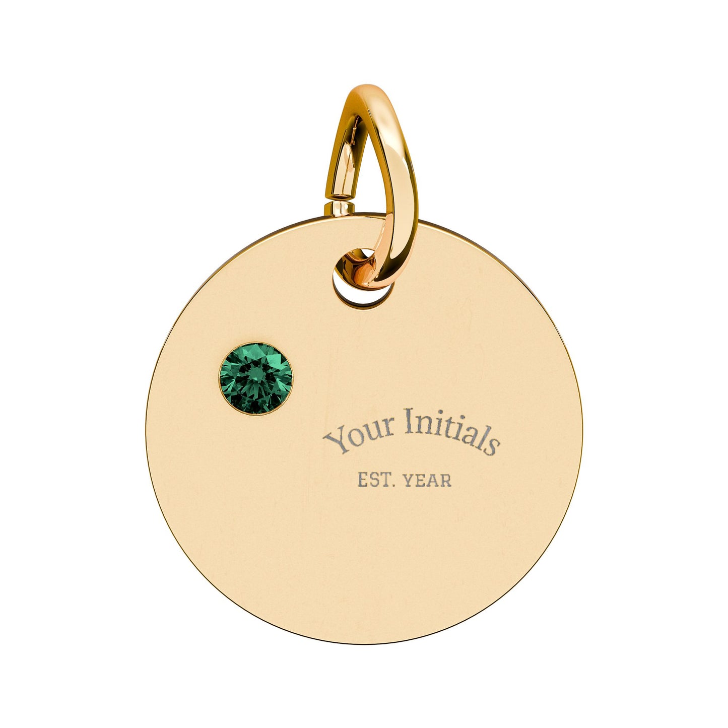 Engravable Birthstone Circle Charm | Personalized Initials & Birthstone Pendant