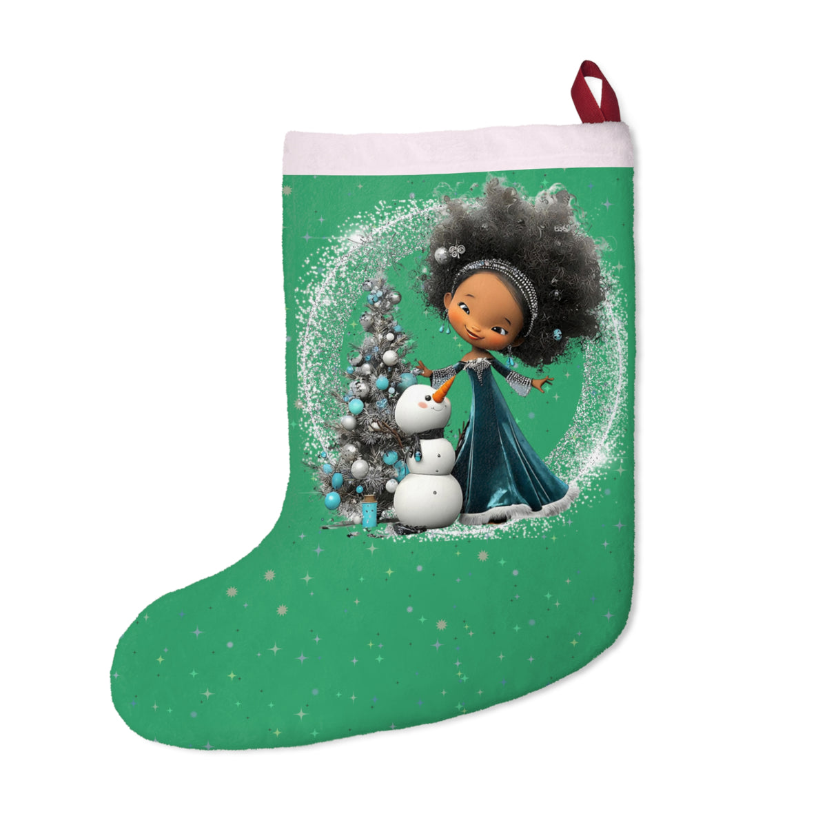 Christmas Stocking | Winter Princess and Snowman – Cute Holiday Stocking
