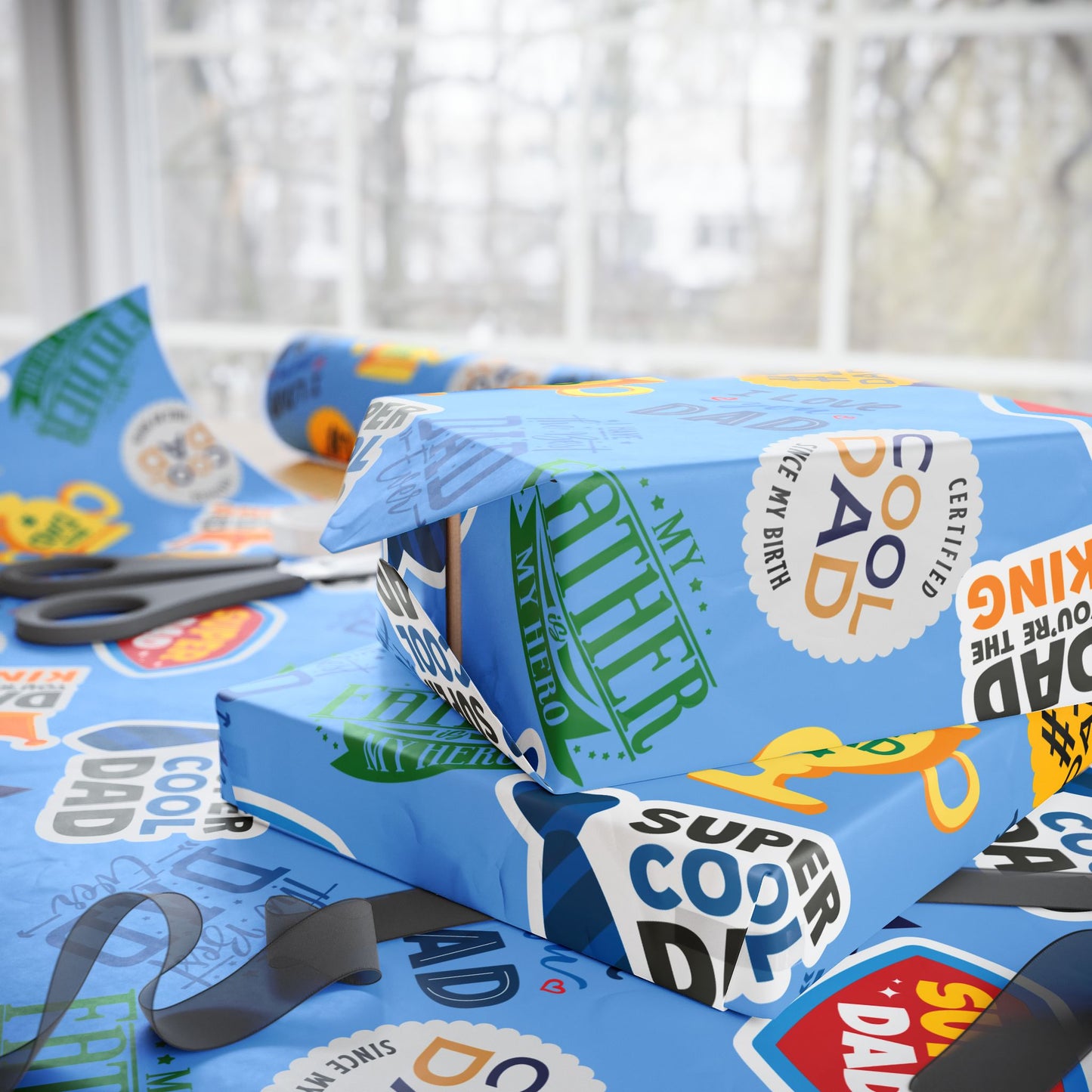 BEST DAD (Blue) | Fun Dad Quotes Wrapping Papers