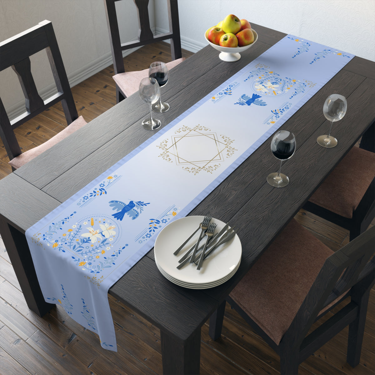 Peaceful Words | Hanukkah Table Runner (Cotton, Poly)
