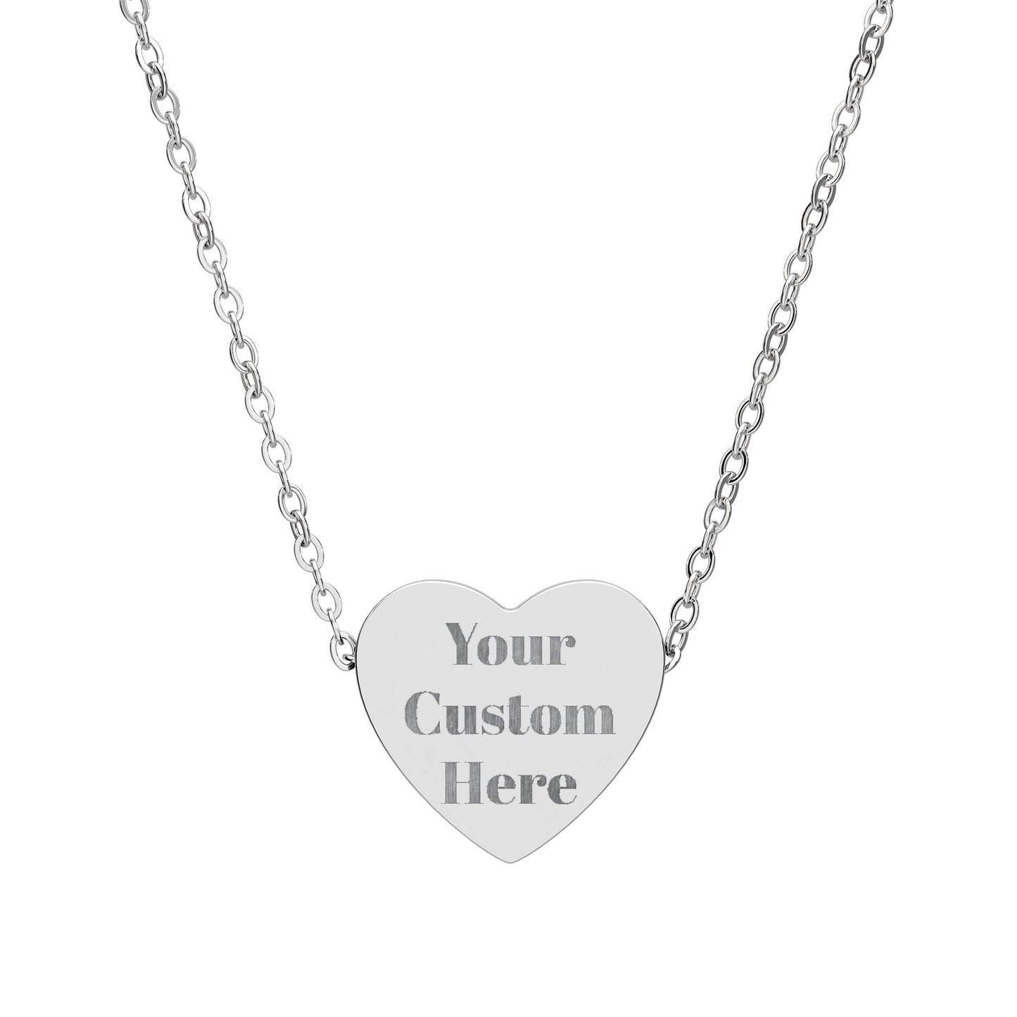 Engravable Heart Necklace – Custom Name or Message Pendant