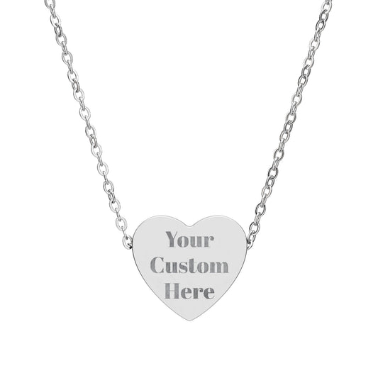 Engravable Heart Necklace – Custom Name or Message Pendant