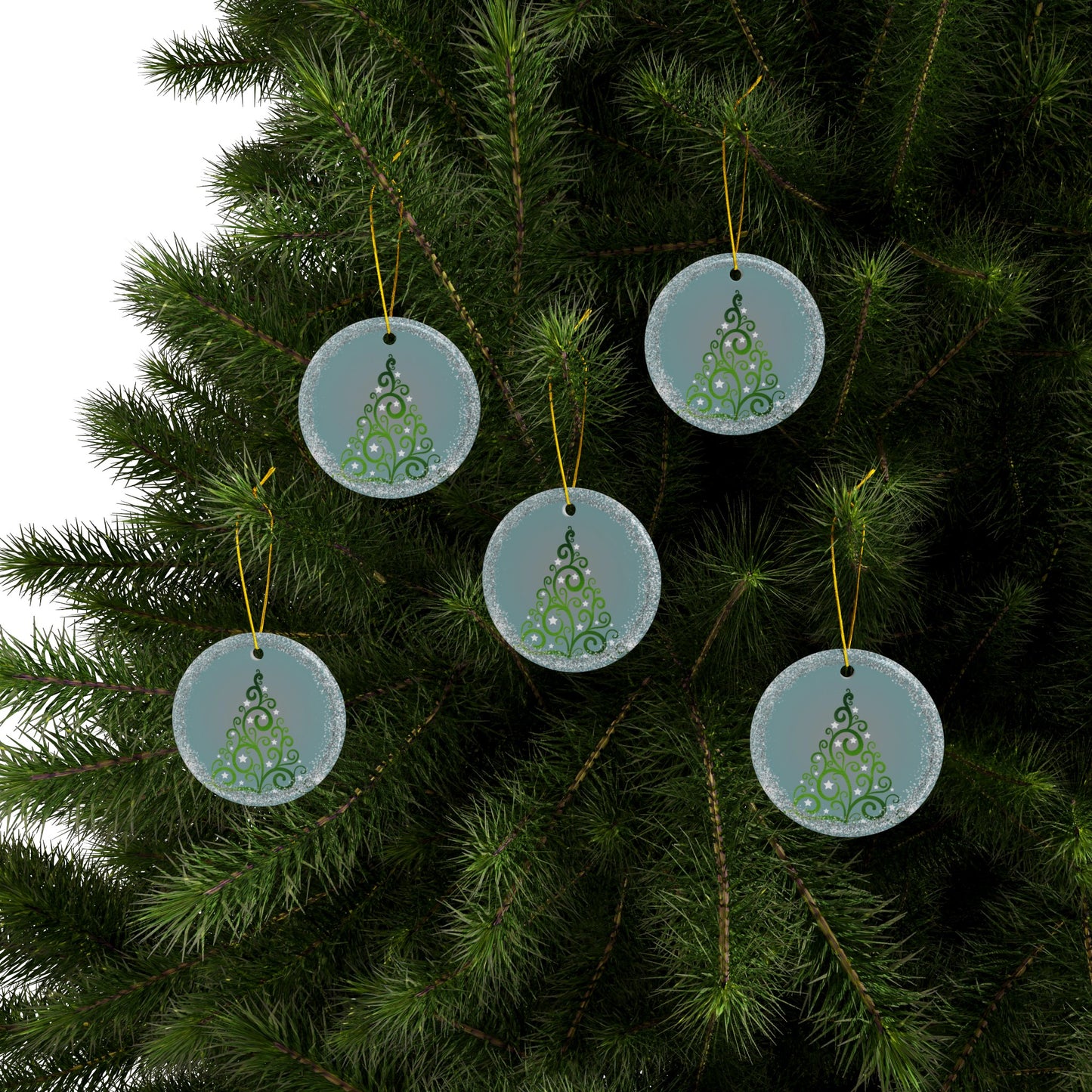 Joyous | Silver Tree | Heirloom Ceramic Ornaments (1pc, 3pcs, 5pcs, 10pcs)