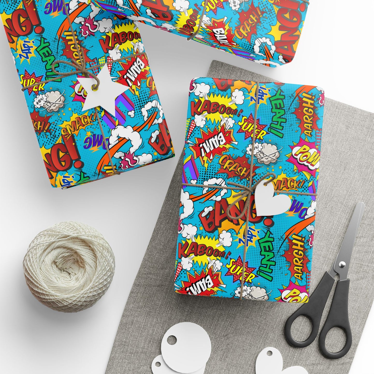 Crash Bang Comics Gift Wrap | Comic Zoom Wrapping Paper Roll | Colorful Pop Art Graphic Exploration