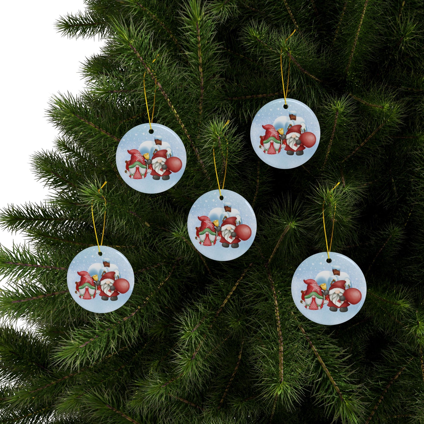 Gnome Claus and Mrs. Claus | Heirloom Ceramic Ornaments (1pc, 3pcs, 5pcs, 10pcs)