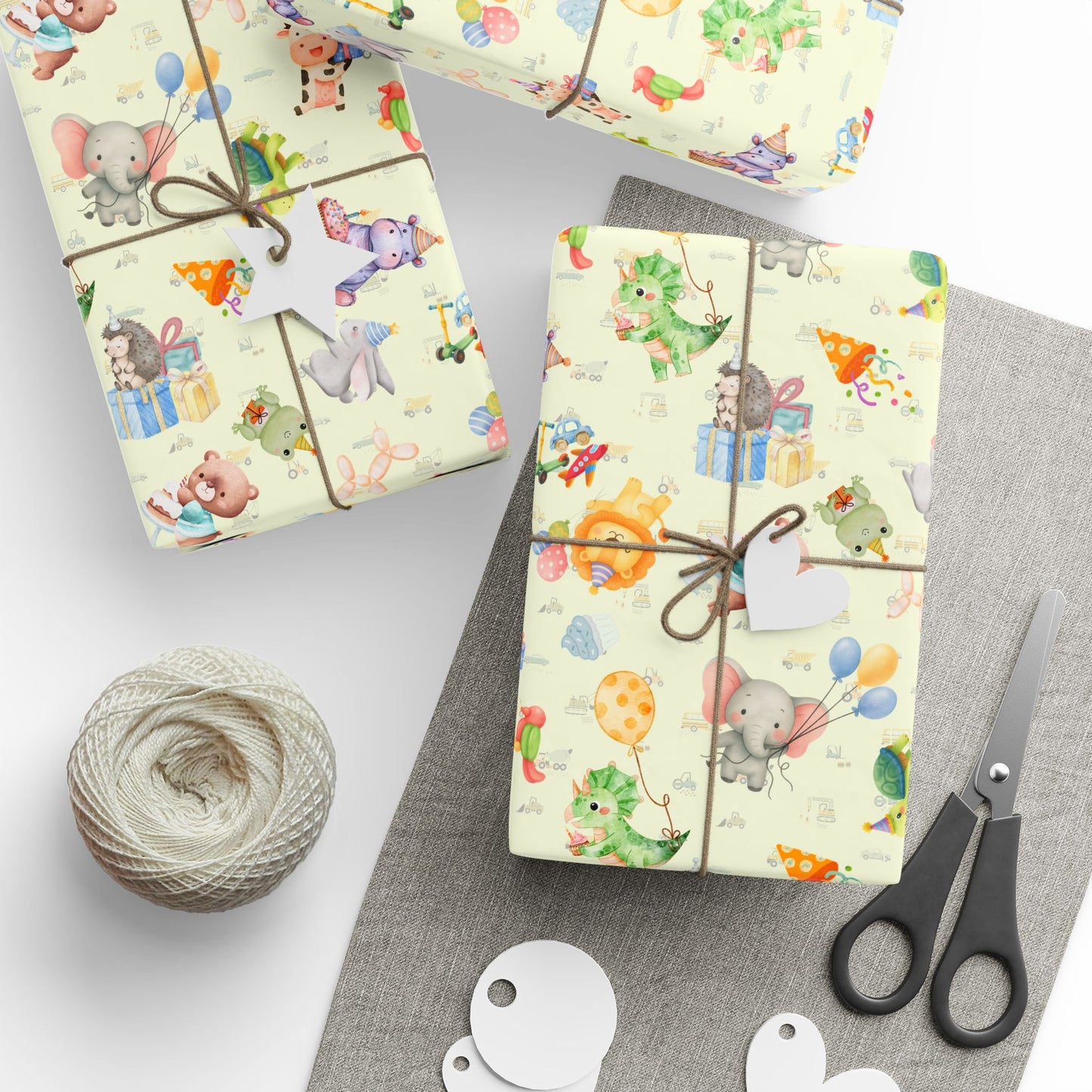 Cutie Critters Custard Party | Birthday Kids Gift Wrap Roll | Animal Party Wrapping Paper