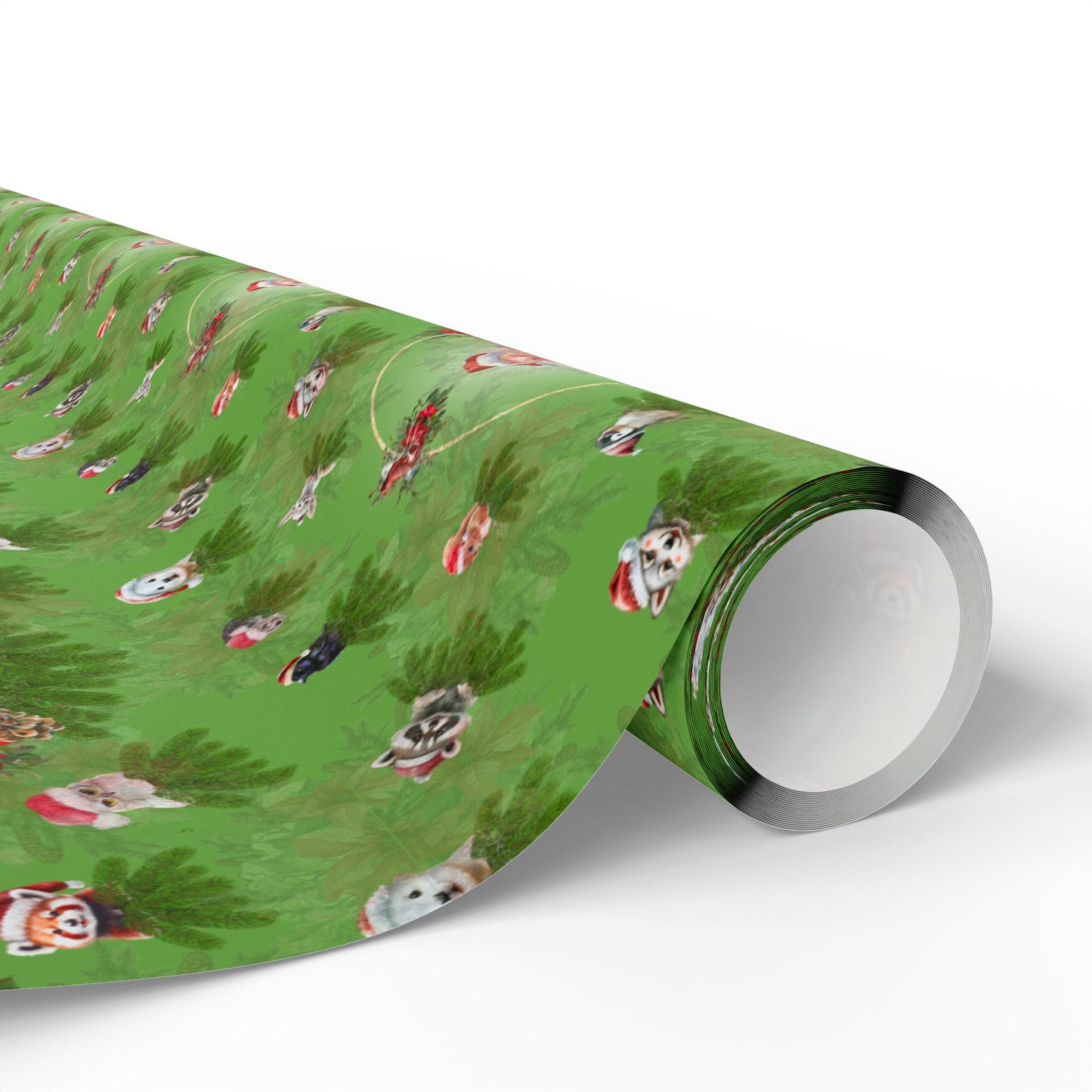 Wrapping Paper Santa and Critters | Cute Animals in Santa Hats