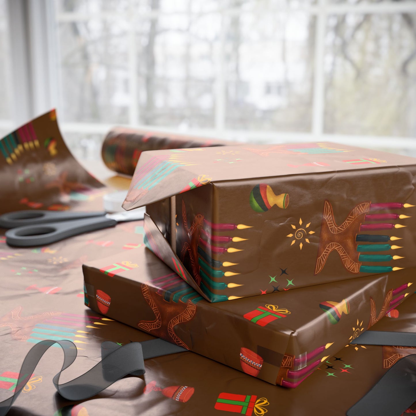Kinara | Kwanzaa Lights | Zawadi (Earth) Wrapping Paper