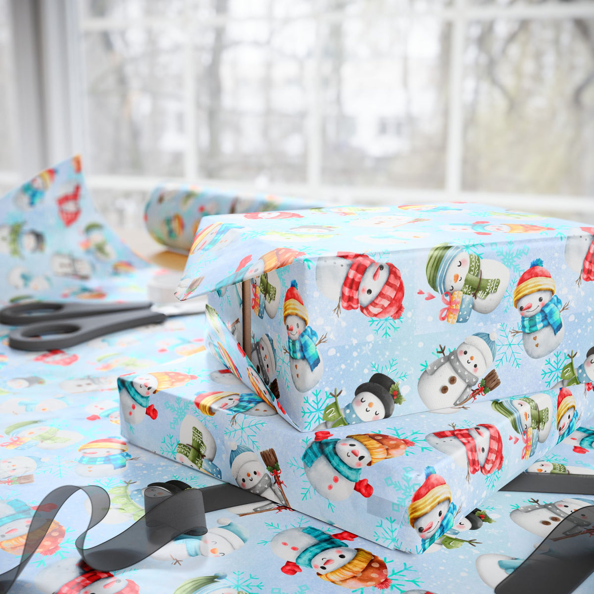 Snowmen at Play | Snowball Play and Cute Winter Land Fun | Gift Wrapping Papers