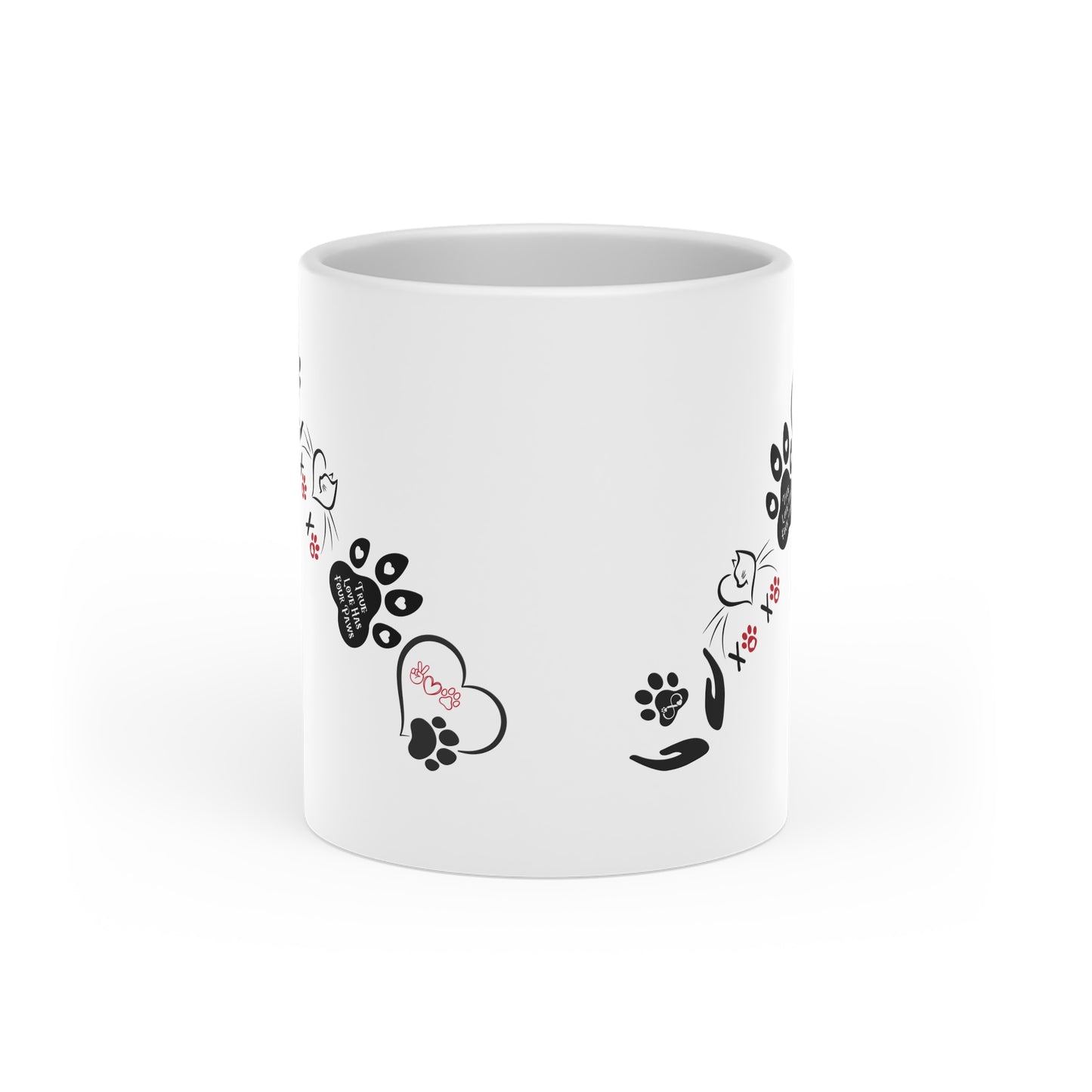 Cute Cats & Hearts | Four Paws Love Cat Coffee Cup | Heart-Shaped Mug