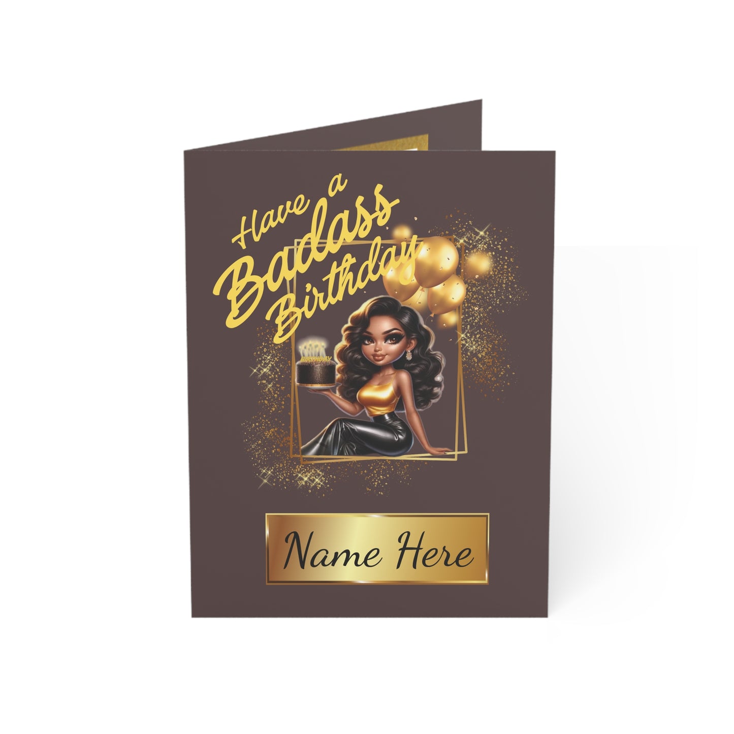 Badass Birthday (Queen) Cards | Custom B-Day | Unapologetic Black (1, 10 pcs)