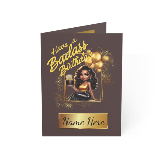 Badass Birthday (Queen) Cards | Custom B-Day | Unapologetic Black (1, 10 pcs)