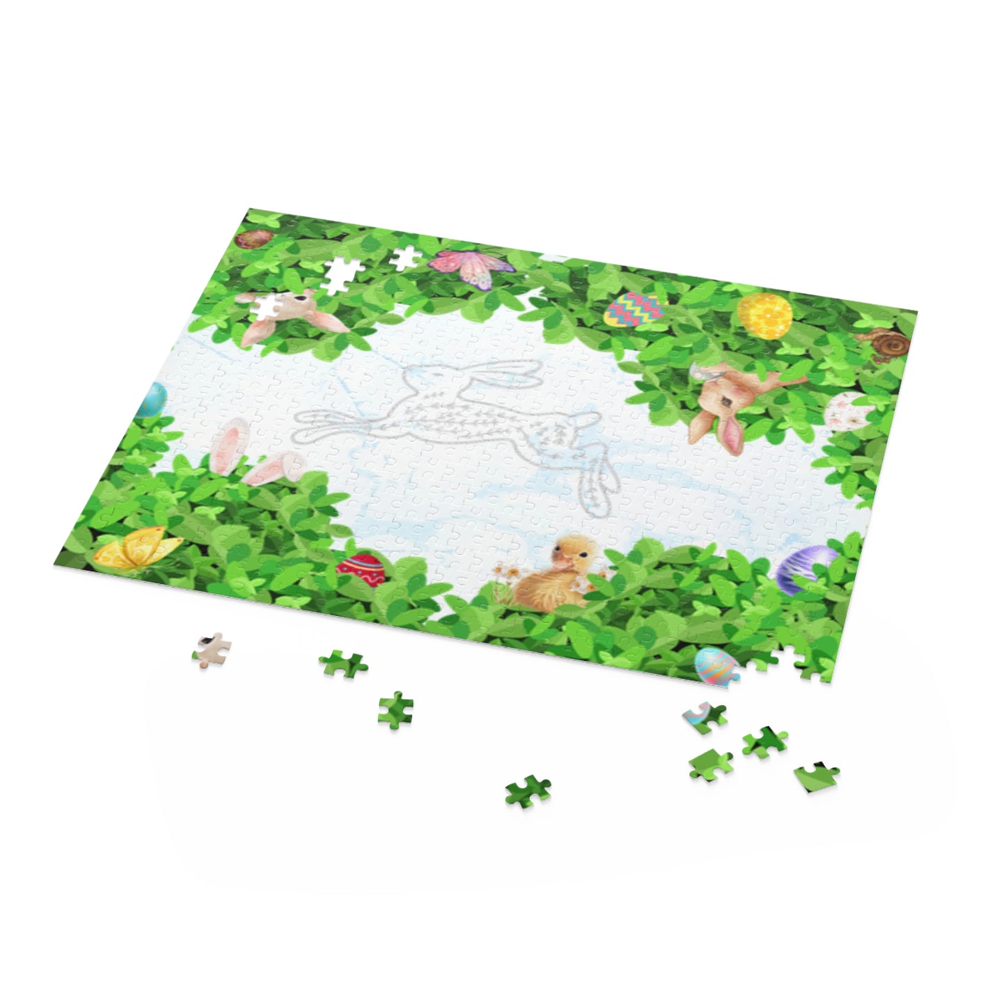 Spring Egg Hunt Puzzle — 252/500-Piece Jigsaw with Bunnies & Duckling