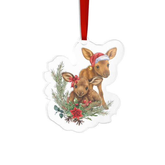 Christmas Moose Babies Acrylic Ornament